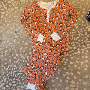 Roller Rabbit Orange Owl Print Kids Pajamas size 12